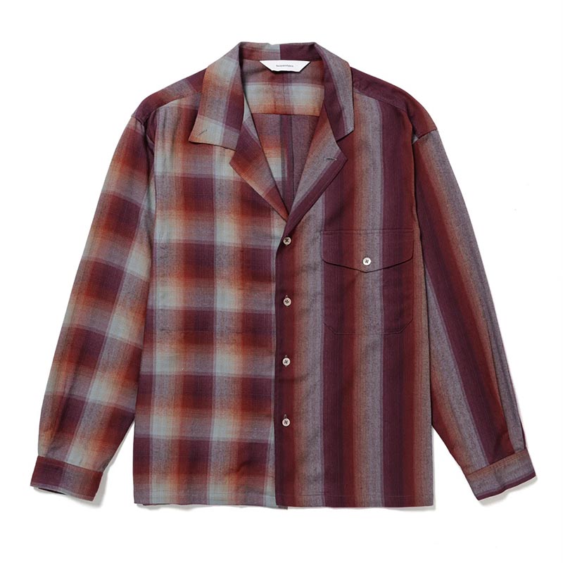 ASYMMETRY COLLAR SHIRT -RED CHECK-