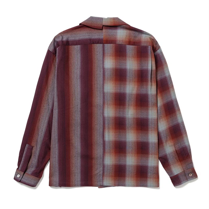 ASYMMETRY COLLAR SHIRT -RED CHECK-