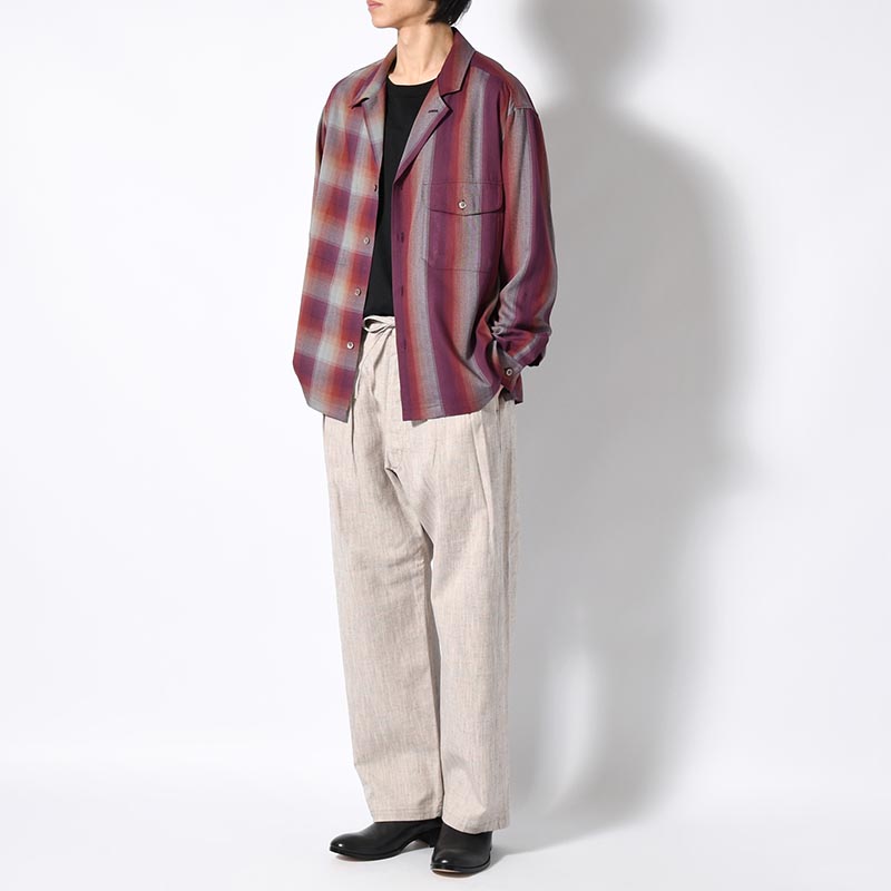 ASYMMETRY COLLAR SHIRT -RED CHECK-