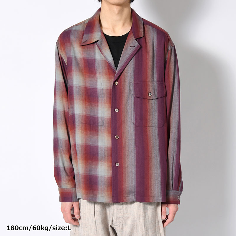 ASYMMETRY COLLAR SHIRT -RED CHECK-