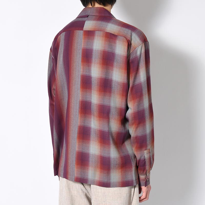 ASYMMETRY COLLAR SHIRT -RED CHECK-