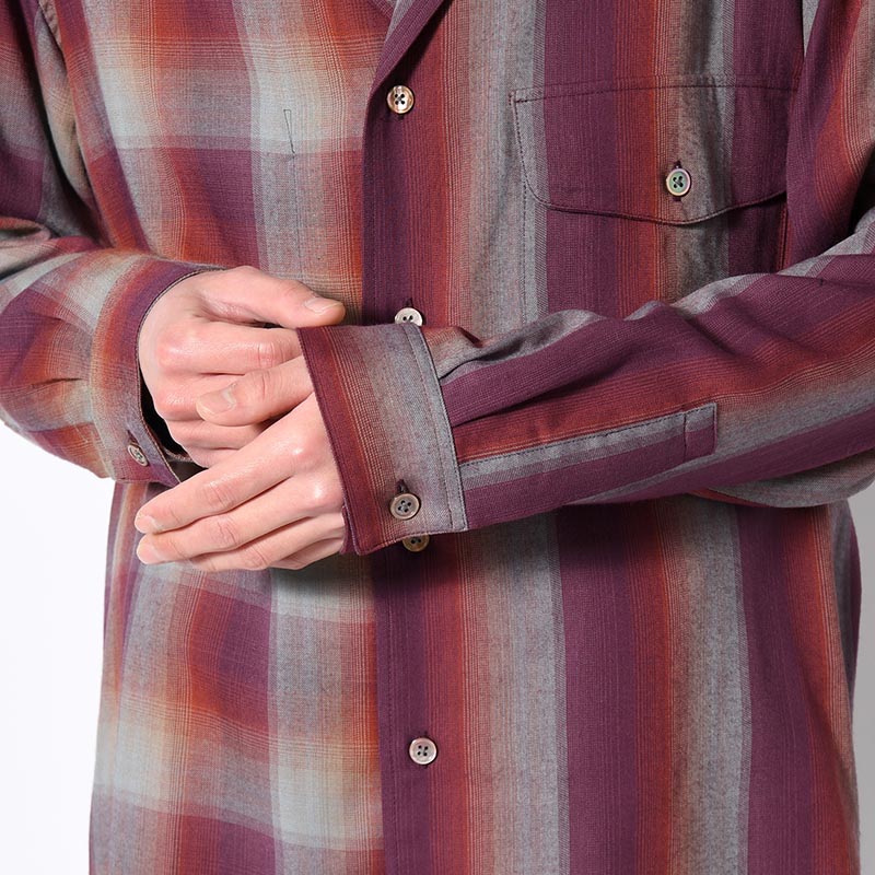 ASYMMETRY COLLAR SHIRT -RED CHECK-