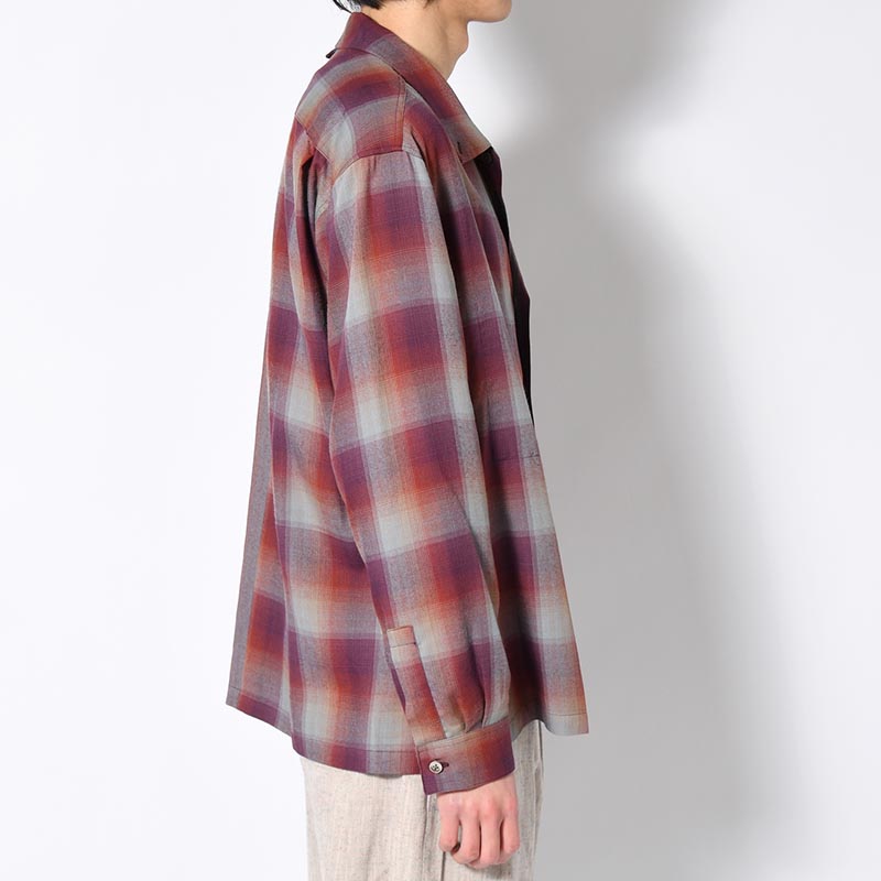 ASYMMETRY COLLAR SHIRT -RED CHECK-