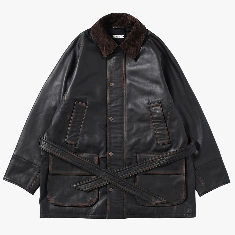 HORSE RIDING JACKET Indian Lamb Leather -BRICK×BLACK-