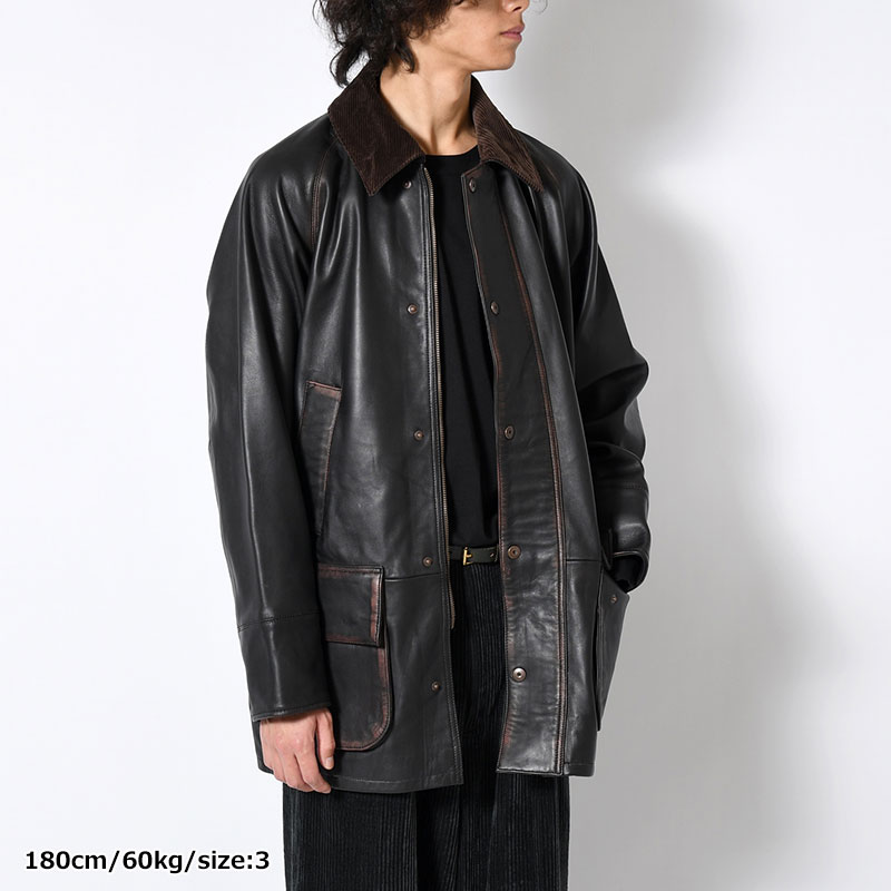 HORSE RIDING JACKET Indian Lamb Leather -BRICK×BLACK-