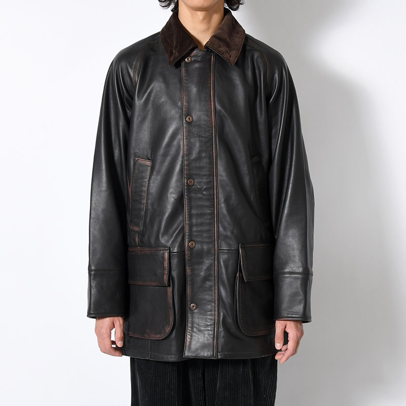 HORSE RIDING JACKET Indian Lamb Leather -BRICK×BLACK-