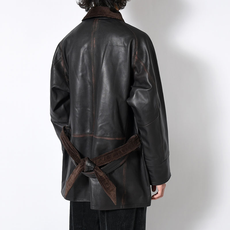 HORSE RIDING JACKET Indian Lamb Leather -BRICK×BLACK-