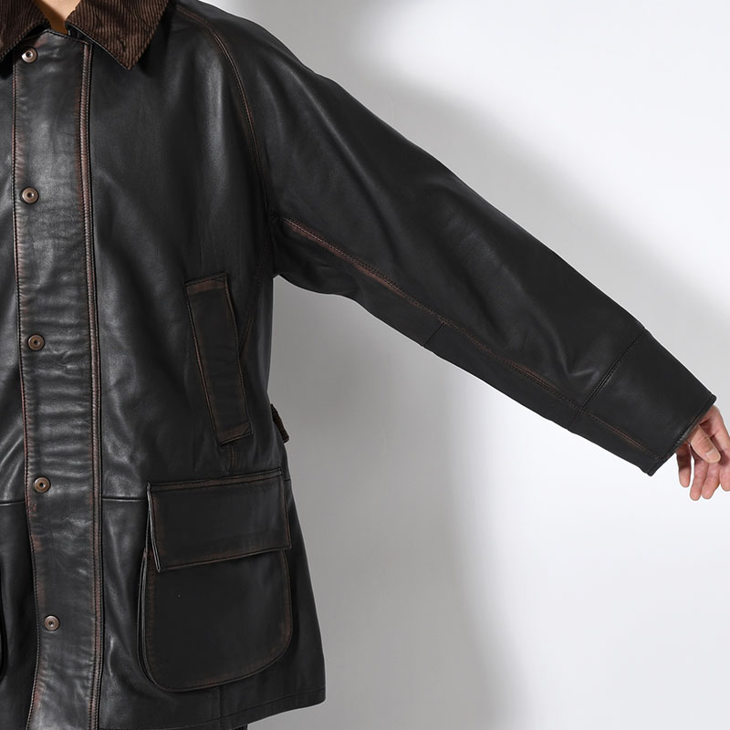 HORSE RIDING JACKET Indian Lamb Leather -BRICK×BLACK-