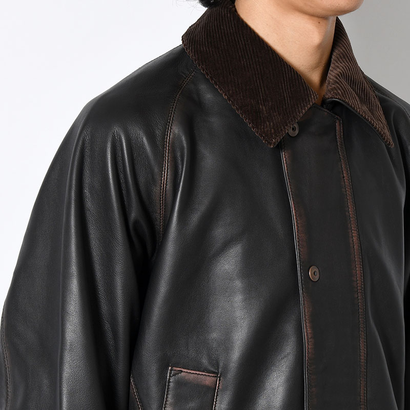 HORSE RIDING JACKET Indian Lamb Leather -BRICK×BLACK-