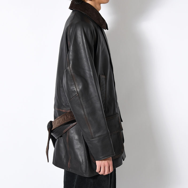HORSE RIDING JACKET Indian Lamb Leather -BRICK×BLACK-