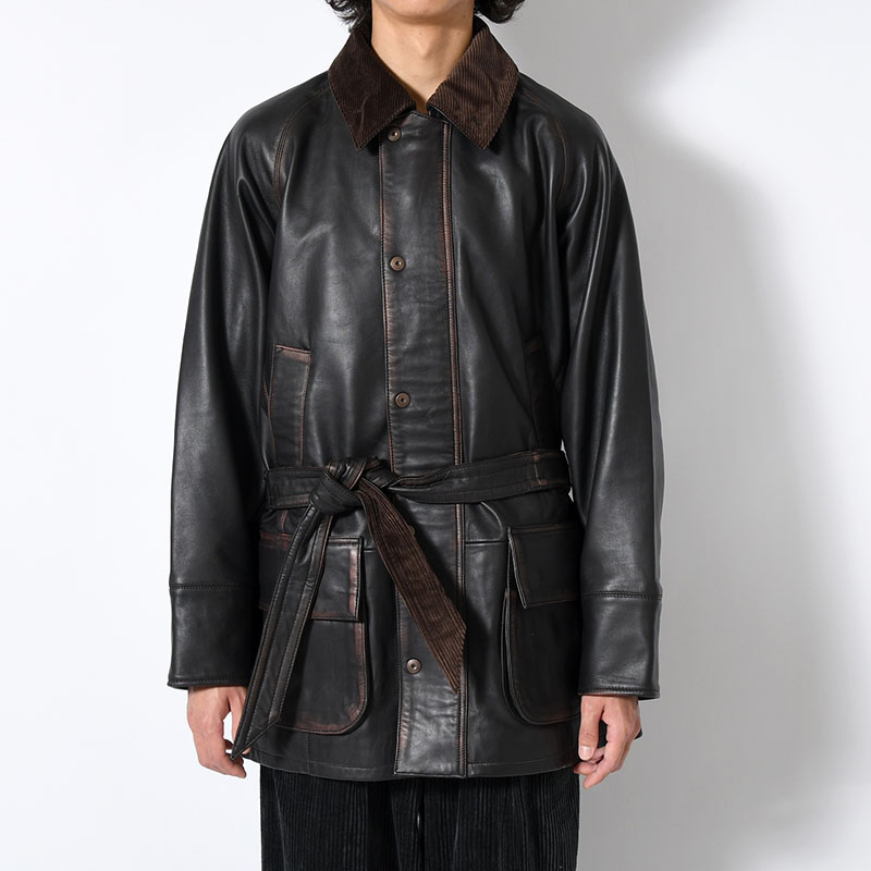 HORSE RIDING JACKET Indian Lamb Leather -BRICK×BLACK-