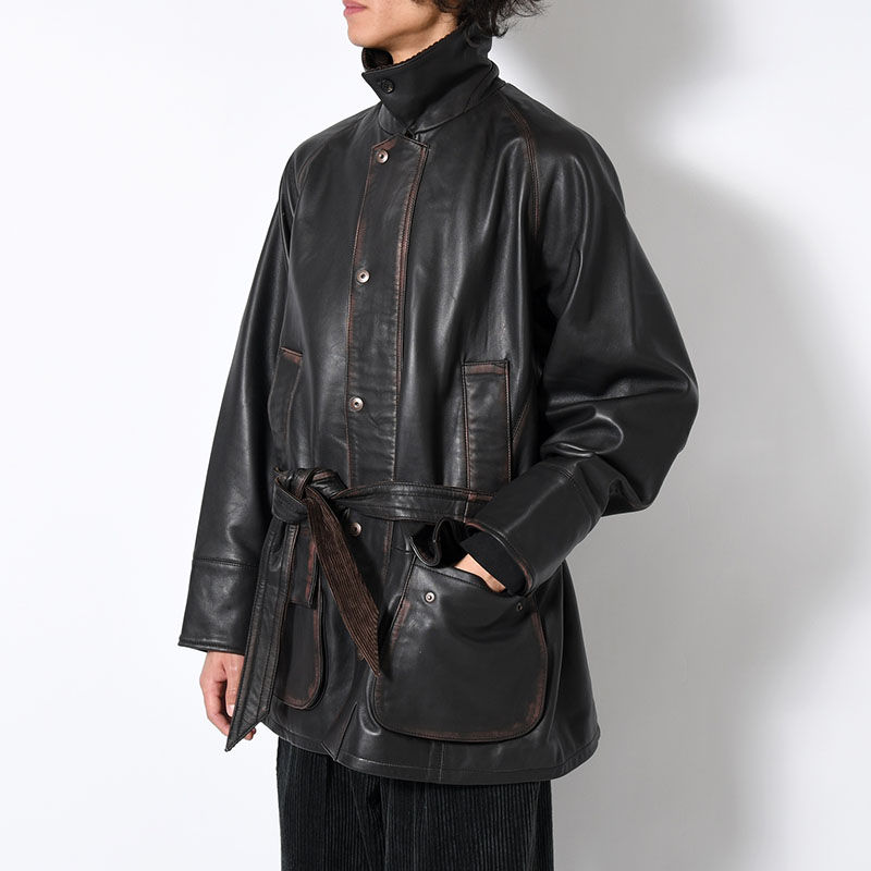 HORSE RIDING JACKET Indian Lamb Leather -BRICK×BLACK-