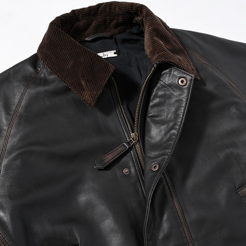 HORSE RIDING JACKET Indian Lamb Leather -BRICK×BLACK-