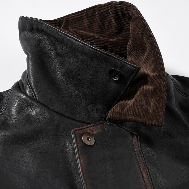 HORSE RIDING JACKET Indian Lamb Leather -BRICK×BLACK-