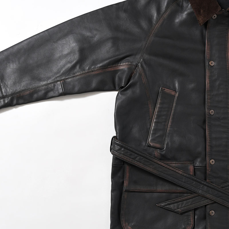 HORSE RIDING JACKET Indian Lamb Leather -BRICK×BLACK-