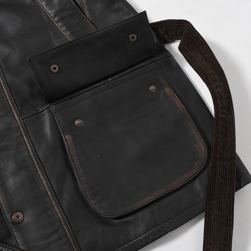 HORSE RIDING JACKET Indian Lamb Leather -BRICK×BLACK-
