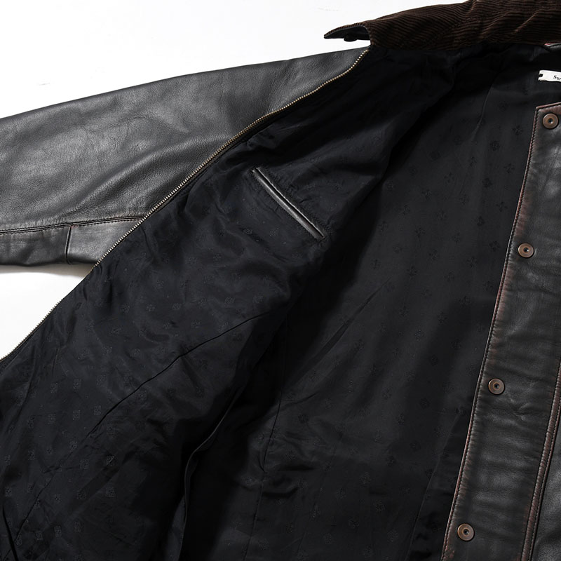 HORSE RIDING JACKET Indian Lamb Leather -BRICK×BLACK-