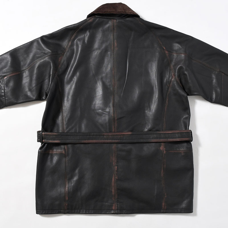 HORSE RIDING JACKET Indian Lamb Leather -BRICK×BLACK-