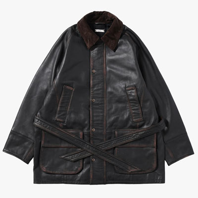 HORSE RIDING JACKET Indian Lamb Leather -BRICK×BLACK-