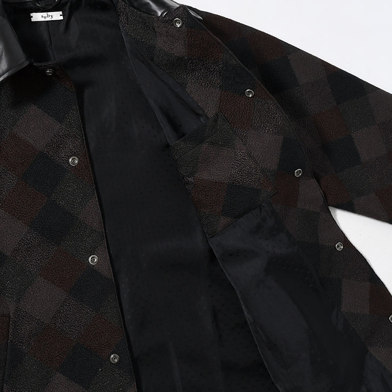 QUILTING COAT Original Embroidery FAB -ASH BROWN-