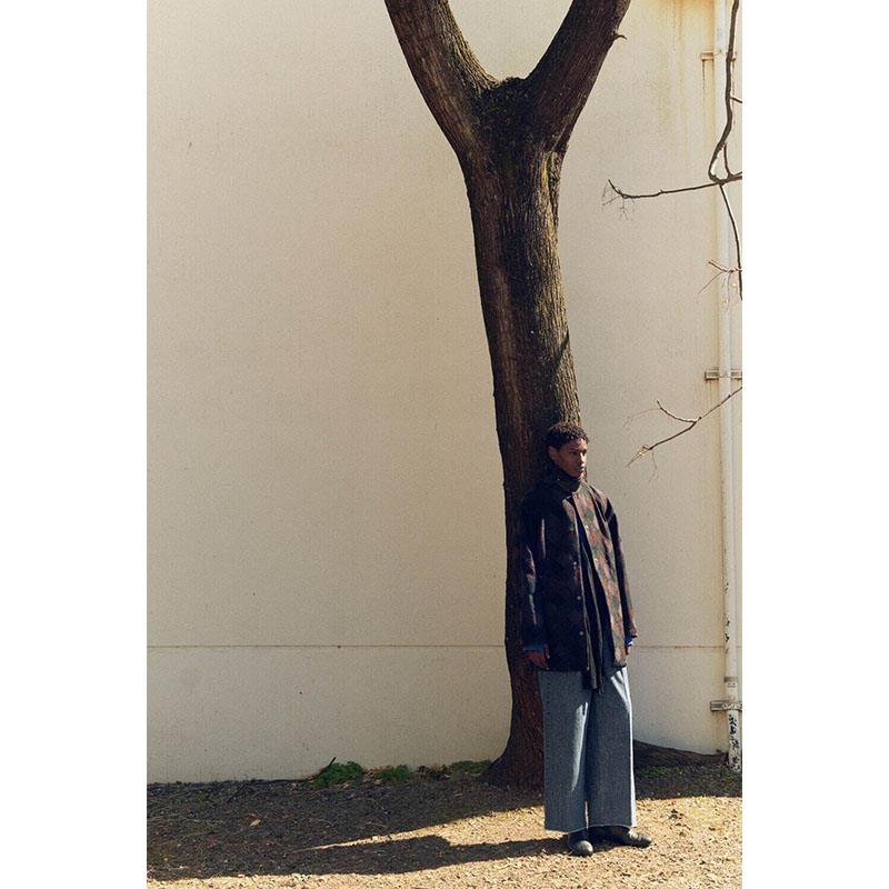 QUILTING COAT Original Embroidery FAB -ASH BROWN-