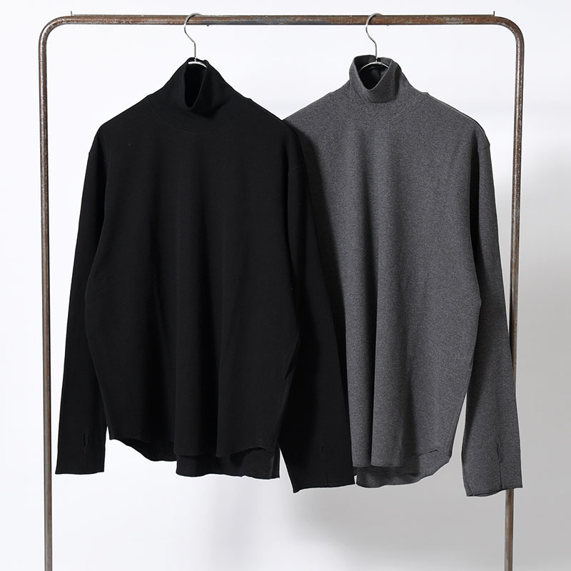 HIGH NECK LONG SLEEVE TEE 26/1 BD Micro Waffle -2.COLOR-
