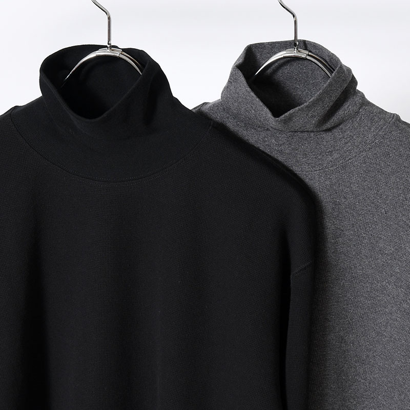 HIGH NECK LONG SLEEVE TEE 26/1 BD Micro Waffle -2.COLOR-