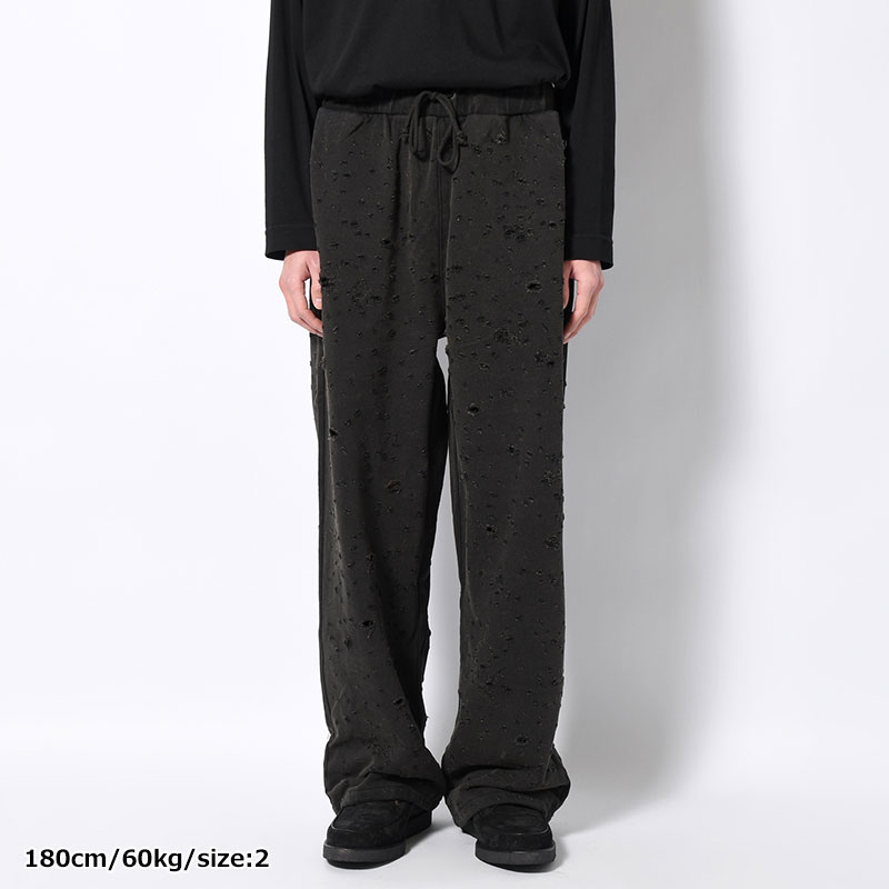 DAMAGED BAGGY SWEAT PANTS -BLACK-