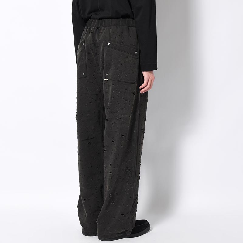 DAMAGED BAGGY SWEAT PANTS -BLACK-