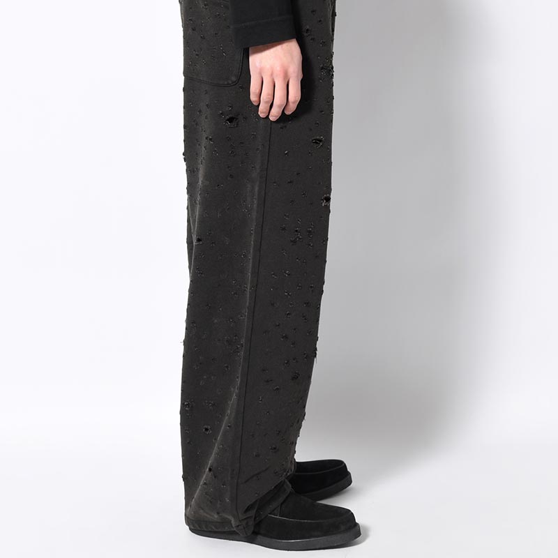 DAMAGED BAGGY SWEAT PANTS -BLACK-