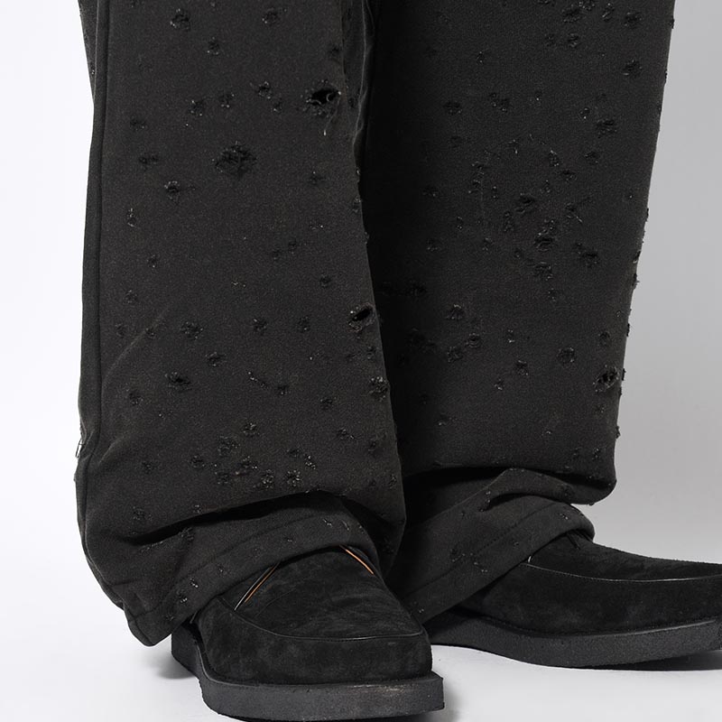 DAMAGED BAGGY SWEAT PANTS -BLACK-