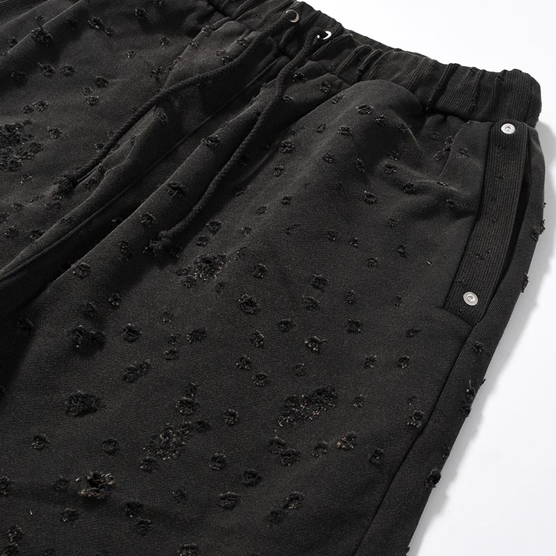 DAMAGED BAGGY SWEAT PANTS -BLACK-