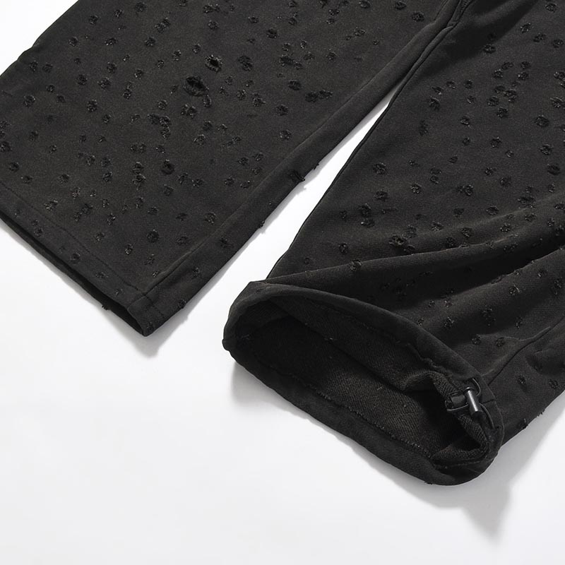 DAMAGED BAGGY SWEAT PANTS -BLACK-