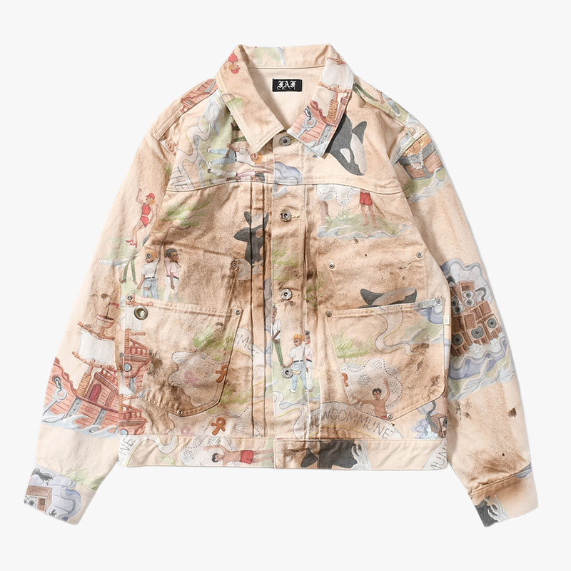 TYPE-2.5 DIRT DENIM JACKET (PRINT) -ISLAND-