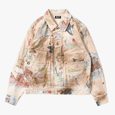 TYPE-2.5 DIRT DENIM JACKET (PRINT) -ISLAND-