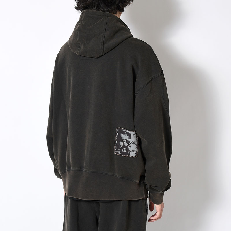 POST WORK ZIP THRU HOODED SWEAT -BLACK/WASH-