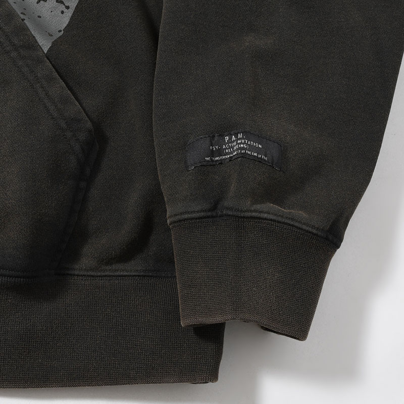 POST WORK ZIP THRU HOODED SWEAT -BLACK/WASH-