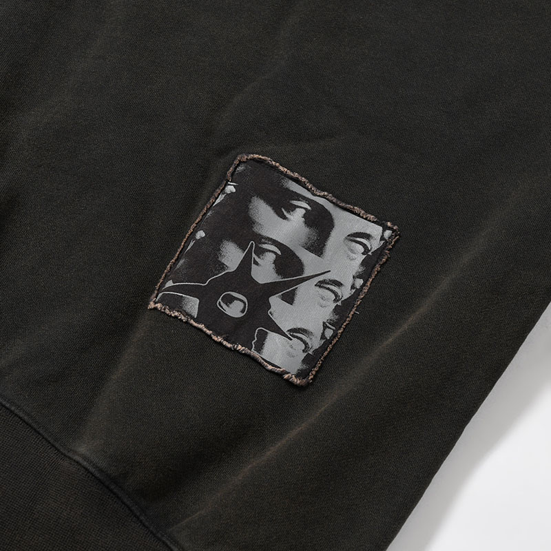 POST WORK ZIP THRU HOODED SWEAT -BLACK/WASH-