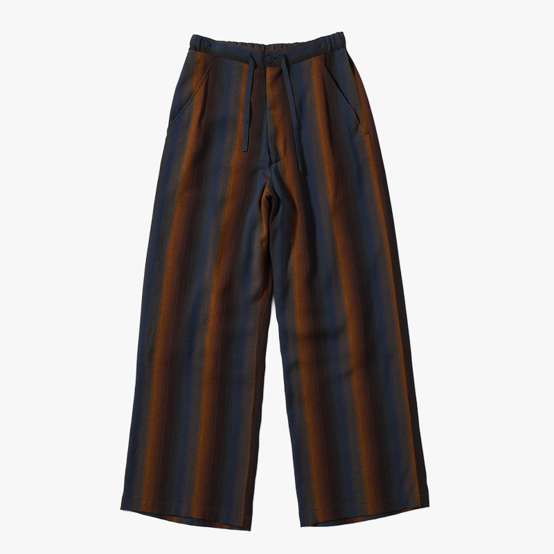 WIDE EASY TROUSERS -Wool Rayon Gradetion stripe- -MULTI-