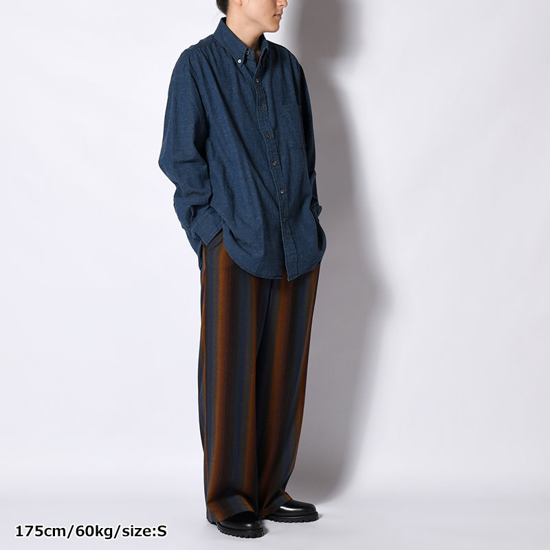 WIDE EASY TROUSERS -Wool Rayon Gradetion stripe- -MULTI-