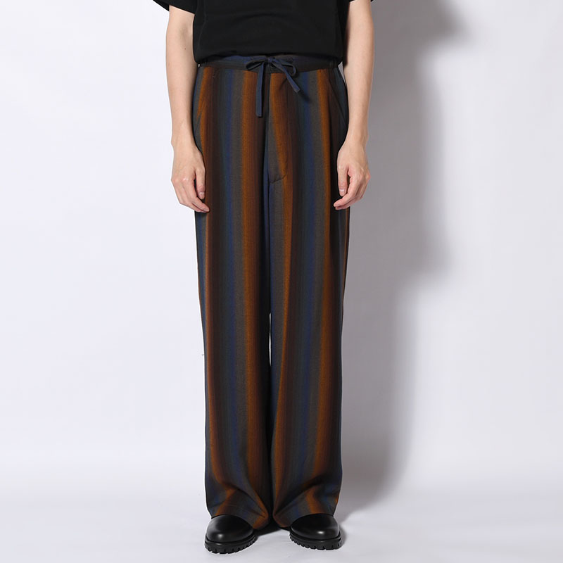 WIDE EASY TROUSERS -Wool Rayon Gradetion stripe- -MULTI-