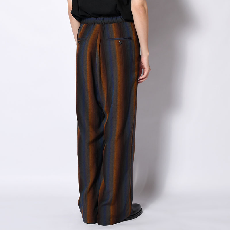 WIDE EASY TROUSERS -Wool Rayon Gradetion stripe- -MULTI-