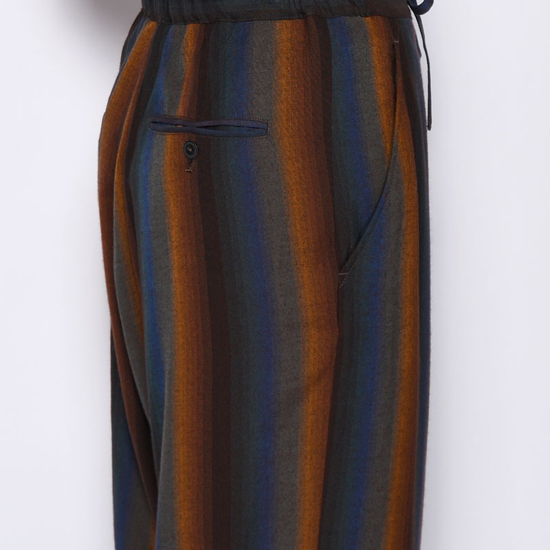 WIDE EASY TROUSERS -Wool Rayon Gradetion stripe- -MULTI-