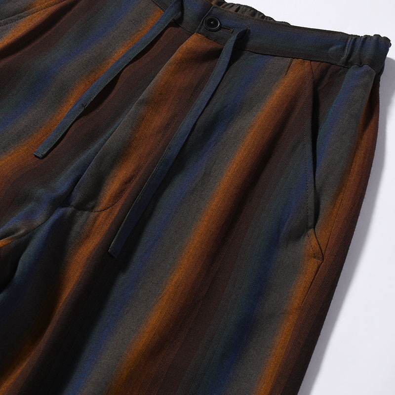 WIDE EASY TROUSERS -Wool Rayon Gradetion stripe- -MULTI-