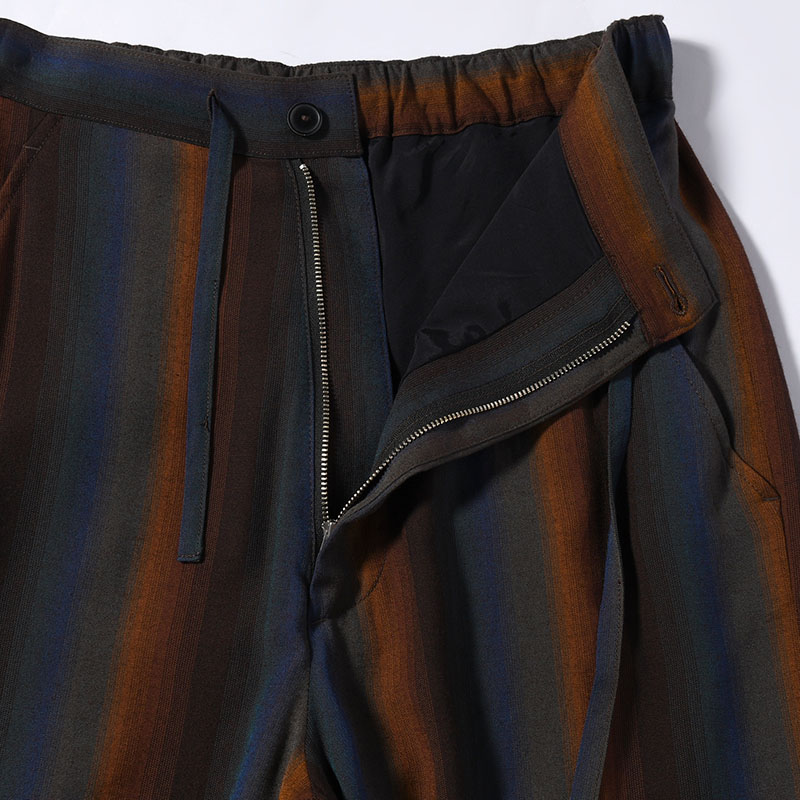 WIDE EASY TROUSERS -Wool Rayon Gradetion stripe- -MULTI-