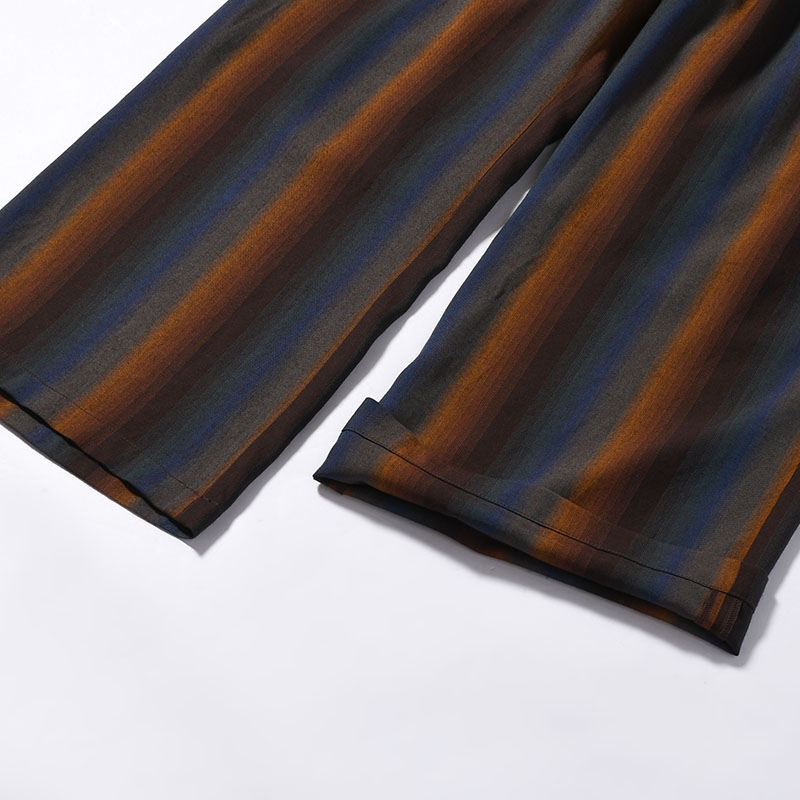 WIDE EASY TROUSERS -Wool Rayon Gradetion stripe- -MULTI-