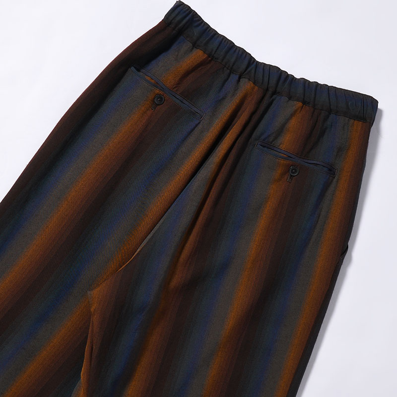 WIDE EASY TROUSERS -Wool Rayon Gradetion stripe- -MULTI-