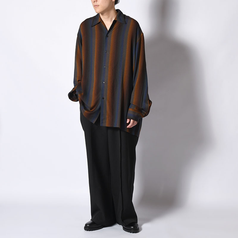LOOSE SHIRTS -Wool Rayon Gradetion stripe- -MULTI-
