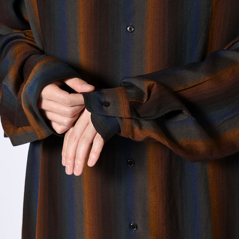 LOOSE SHIRTS -Wool Rayon Gradetion stripe- -MULTI-