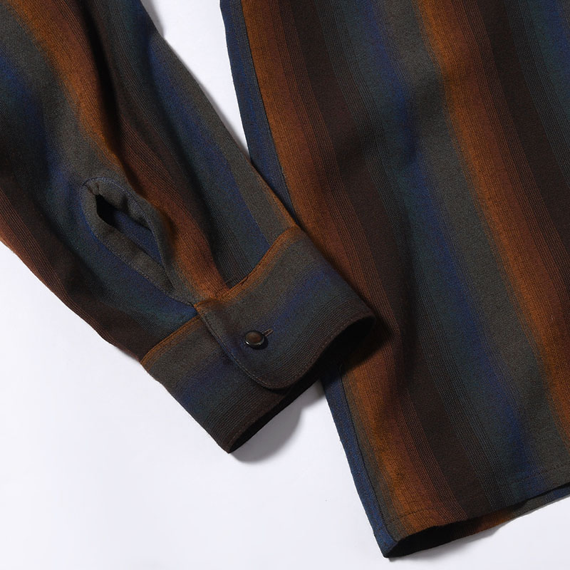 SMILE POCKET OPEN COLLAR SHIRTS -Wool Rayon Gradetion stripe- -MULTI-